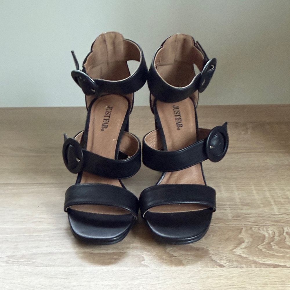 JustFab Black Strappy Heels